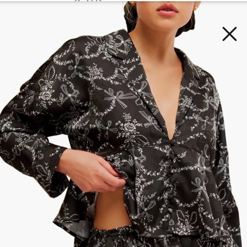 Free People Beauty Sleep Top XS Black